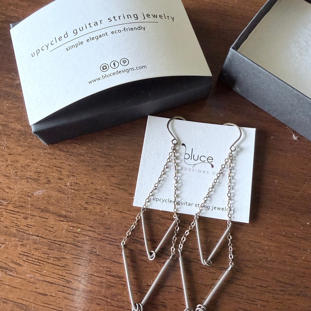 Silver Upcycled Guitar String Earrings